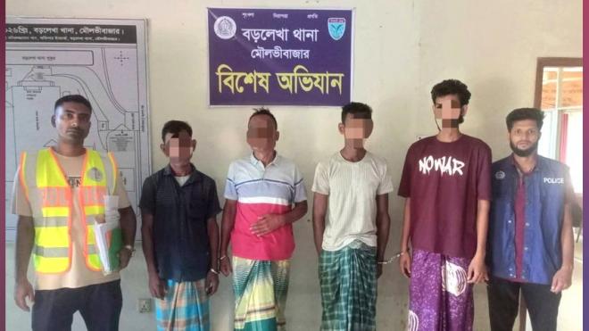 বড়লেখায় চুরির মামলার রহস্য উদ্ঘাটন, স্বর্ণালংকারসহ ৬ জন গ্রেপ্তার