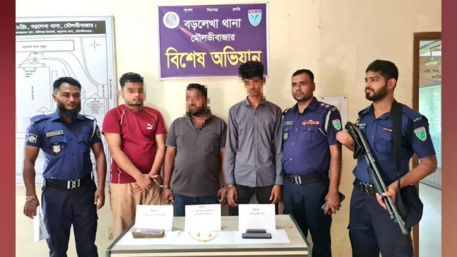 বড়লেখায় চুরির মামলার রহস্য উদ্ঘাটন, স্বর্ণালংকারসহ ৬ জন গ্রেপ্তার